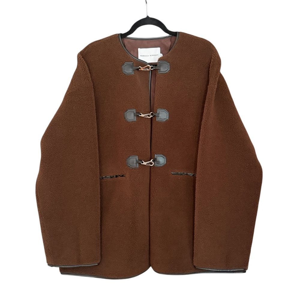 NWT Rebecca Minkoff Chocolate Brown Shearling Toggle Jacket Women’s Size XL - Picture 4 of 11